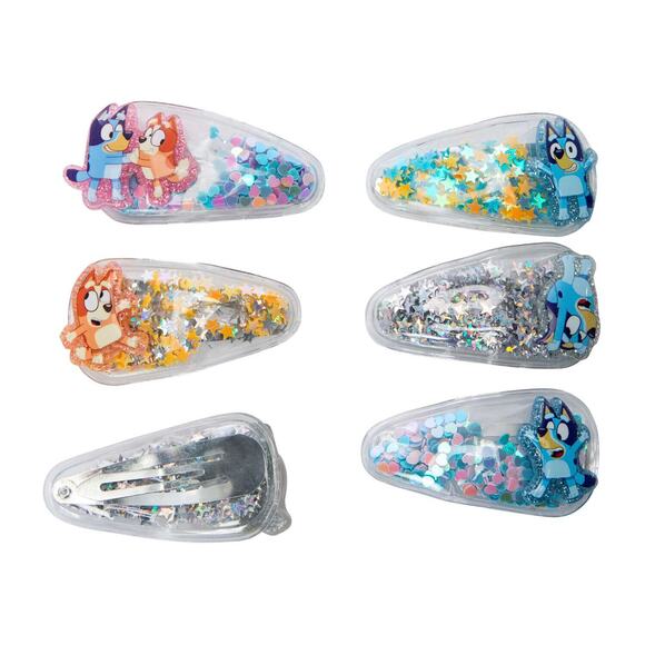 🔥Bluey & Bingo Set of 6 Hair CONFETTI SNAP CLIPS BNWT💥 - Picture 2 of 3